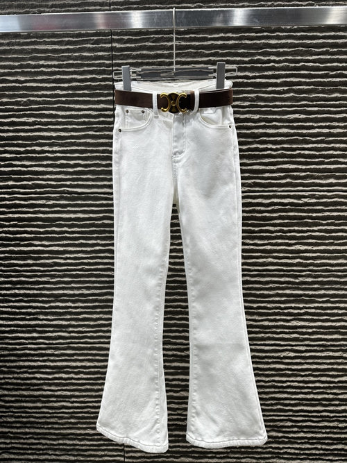 Celine Embroidered Flare Jeans with Belt - New Arrival