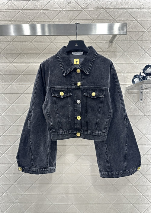 Chanel Lantern Sleeve Denim Jacket with Vintage Design - New Collection