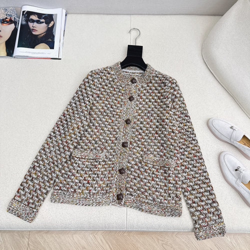 Loro Piana Elegant Lace Collar Coat with Night Sky Fireworks Design