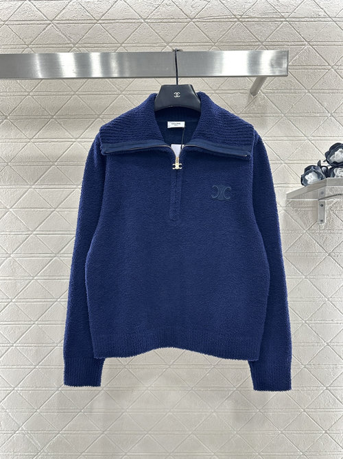 Celine Custom YB Cashmere Wool Blend Pullover with Brand Insignia for Classic Appeal