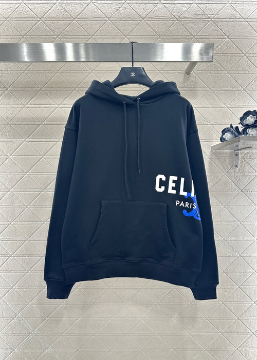 Celine Custom Cotton Hoodie with Embroidered Logo in Multiple Color Options