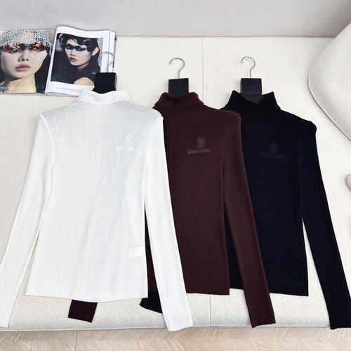 Brunello Cucinelli Classic Logo Embroidery High-neck Base Layer, Easy to Match