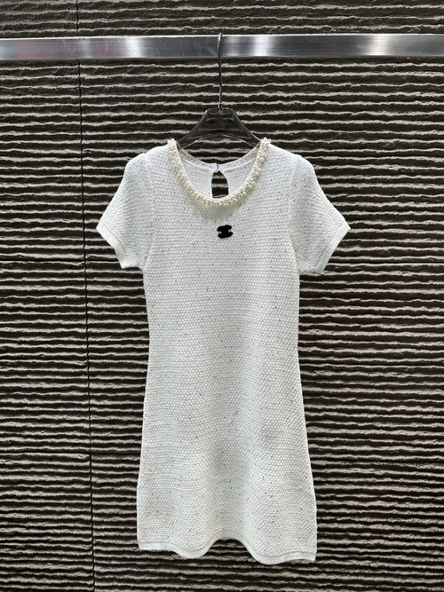 Chanel Heavy - crafted Neckline Short - sleeve Spring Dress