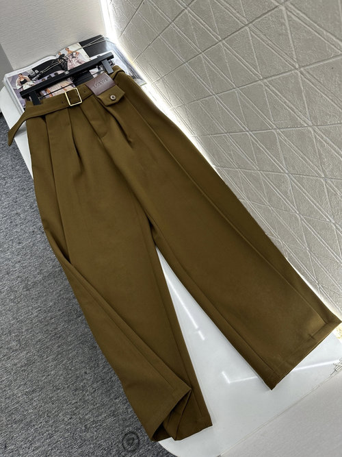 Loewe Customized Imported Material Belted Carrot Wide-Leg Trousers