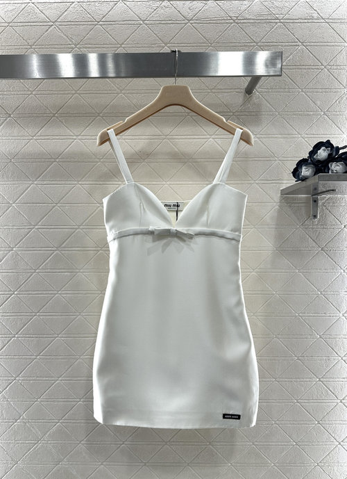 Miu Miu Bowknot Corset-style Sling Dress with Letter Logo for Various Occasions