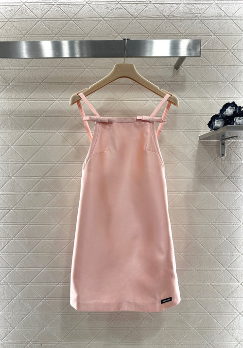 Miu Miu Backless Bowknot Sling Dress with Micro A Flare and Letter Logo