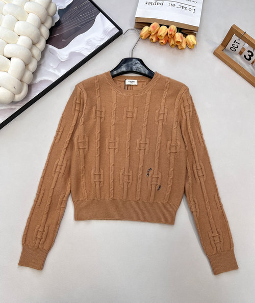 Celine Premium Yarn Knitted Sweater with Chain Buckle