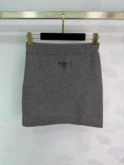 Chanel Wool Knit Skirt with 3D Letter Logo and A-Line Silhouette