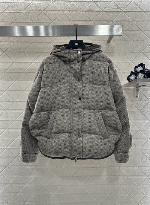 Brunello Cucinelli Reversible Down Jacket with Wool and Nylon, Multiple Wear Styles