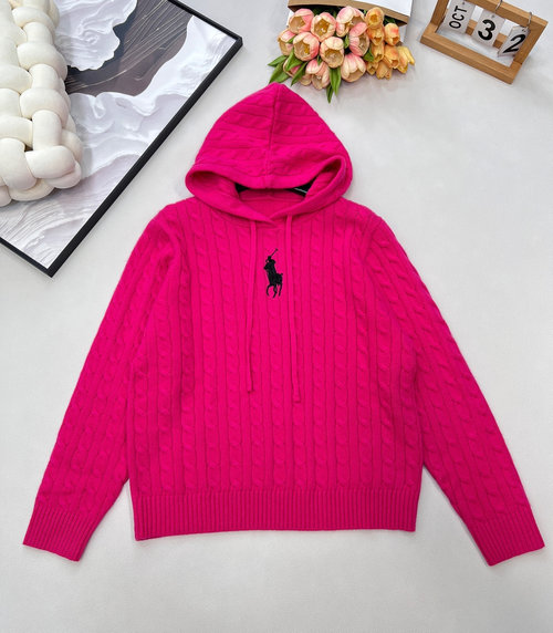 Polo Ralph Lauren Classic Horse Embroidery Hoodie with Knit Pattern