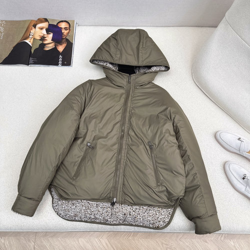 Brunello Cucinelli Hooded Reversible Knitted Cottony Down Jacket