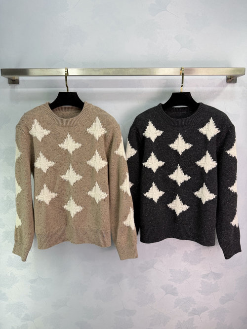 Loro Piana Soft Cashmere Sweater with White Star Jacquard