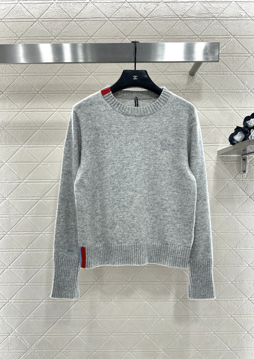 Loewe Striped Knit Sweater with Contrast Trim and Embroidered Chest Logo, Understated Sophistication