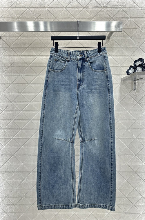 Loewe High-waisted Frayed Denim Flare Pants with Vintage Aesthetic