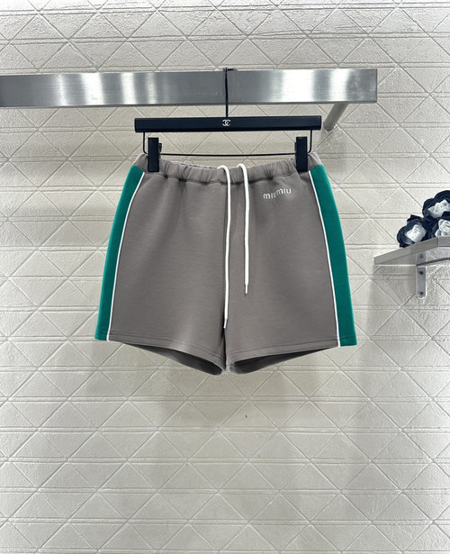 Miu Miu Relaxed - Style Shorts with Webbing Branding, Casual Chic