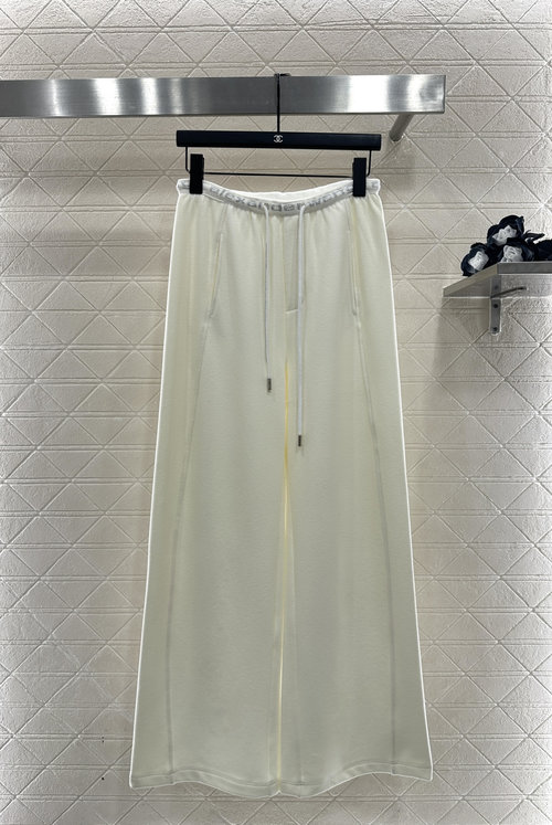 Alexander Wang High-waisted Drawstring Wide-leg Trousers with Rhinestone Logo