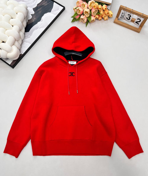 Celine Fashionable Custom YB Wool Knit Hoodie with Arch Logo