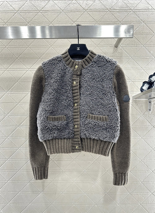 Moncler Wool-Trimmed Down Jacket with Arm Badge