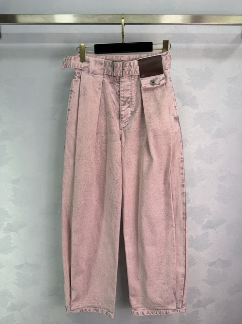 Loewe High-Waist Pink Denim Jacket and Carrot Pants Set