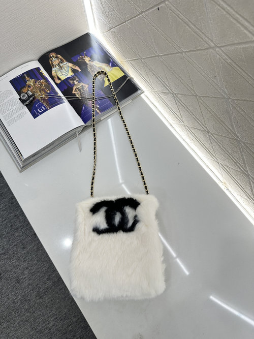 Chanel Customized Fur Chain Hand-Warming Bag with Dual C Logo