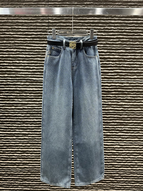 Loewe Customized Pattern Thickened Jeans with Belt