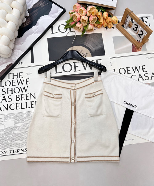 Chanel Knit Striped Wrap Skirt