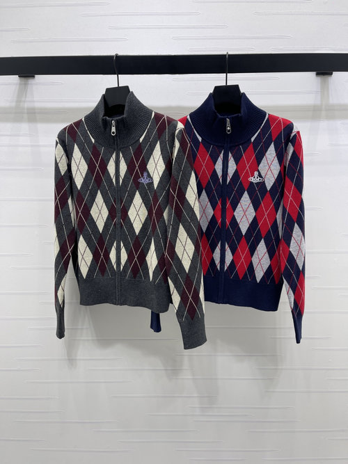 Vivienne Westhood Premium Collared Knit Cardigan with Saturn Embroidery