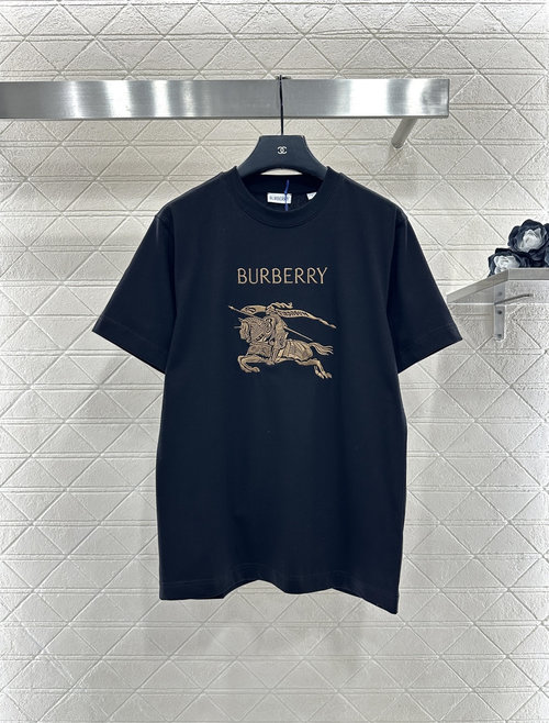 Burberry Customized Cotton Short Sleeve T-Shirt with Horse Emblem