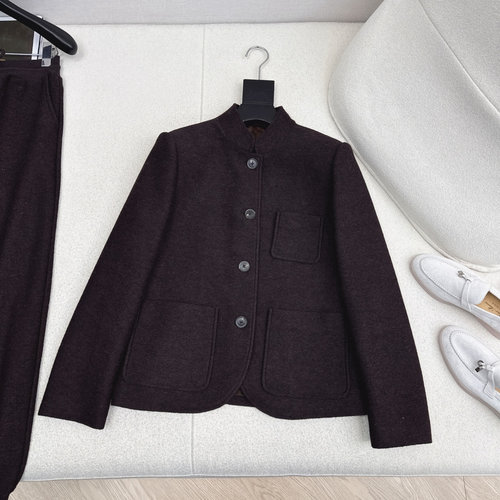 Loro Piana Woolen Collar Coat with Stylish Design and High - Quality Fabric