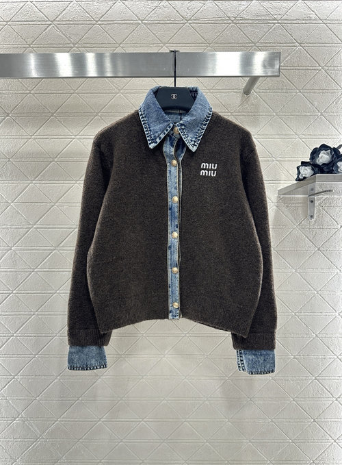 Miu Miu Custom YB Wool Yarn Denim Knit Jacket