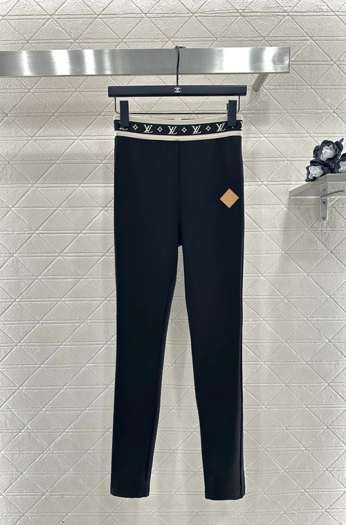 Louis Vuitton Elastic Leggings with Letter Logo and Leather Badge