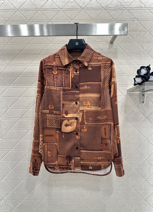 Louis Vuitton Printed Collared Shirt and Trousers Set in Premium Fabric