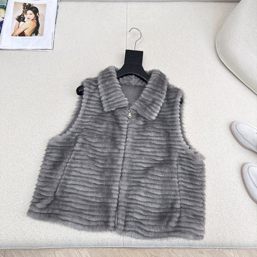 Fendi Eco-Friendly Mink Fur Vest with Soft Glossy Finish