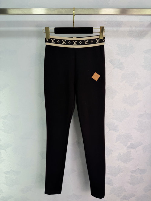 Louis Vuitton Black High-Waisted Leggings with Monogram, Comfort Stylish