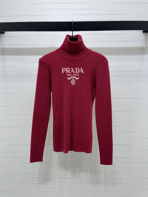 Prada Prada Spring Collection High-Neck Knit Top with Logo
