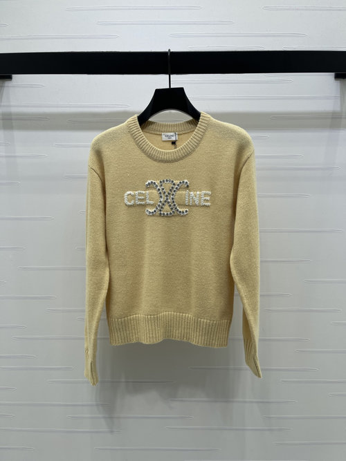 Celine Studded Knit Pullover with Arch Pattern