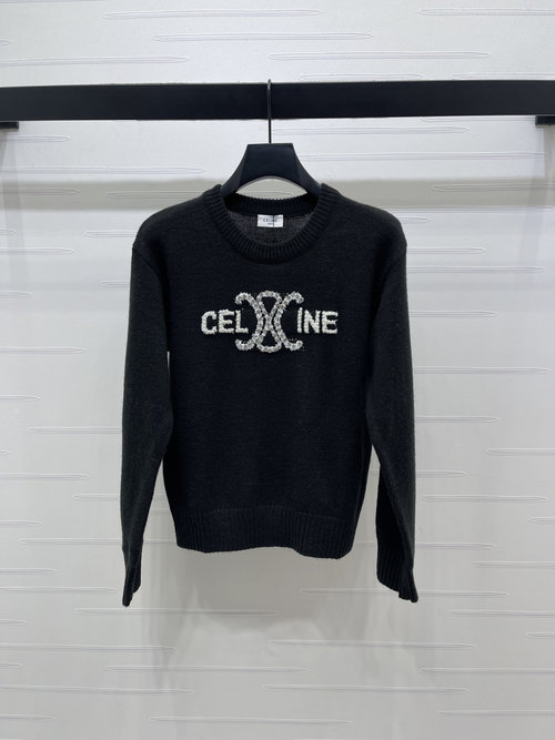 Celine Studded Knit Pullover with Arch Pattern