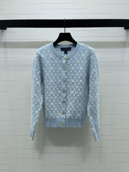 Louis Vuitton Knit Round-Neck Cardigan with Four-Leaf Clover