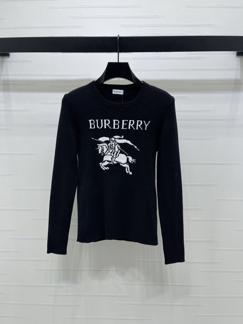 Burberry Slim Knit Round-Neck Undershirt with Horse Logo