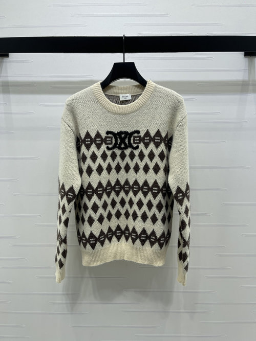 Celine Spring Pullover Sweater with Logo Embroidery