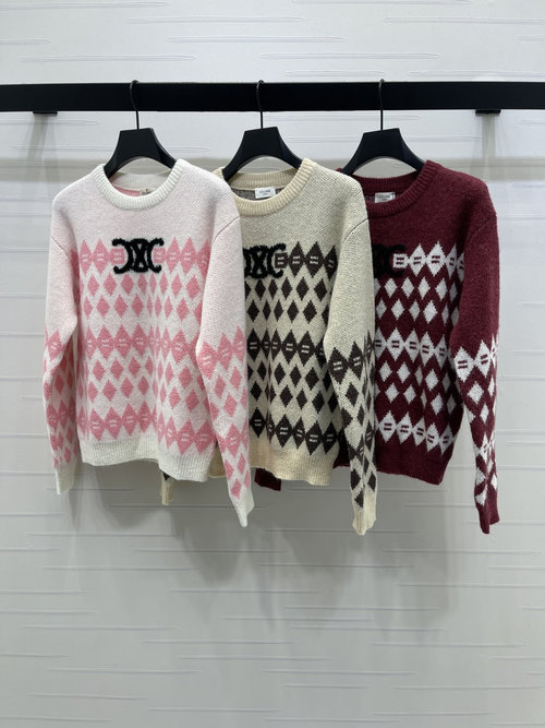 Celine Spring Pullover Sweater with Logo Embroidery