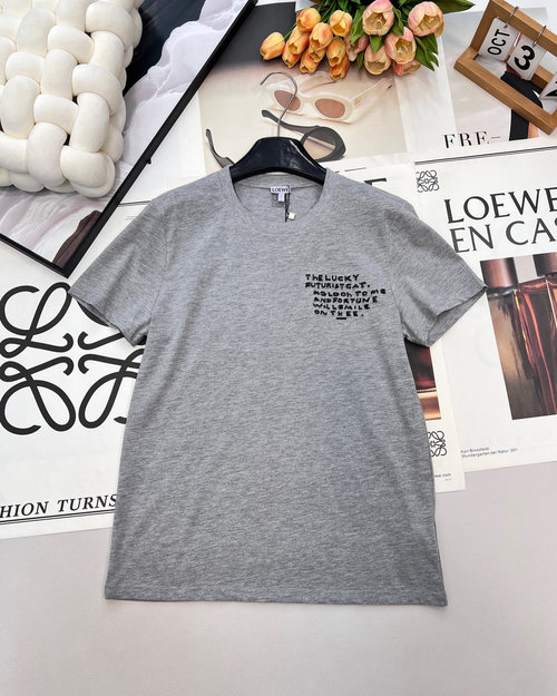 Louis Vuitton Custom All-Cotton Embroidery Round Neck Cat T-Shirt