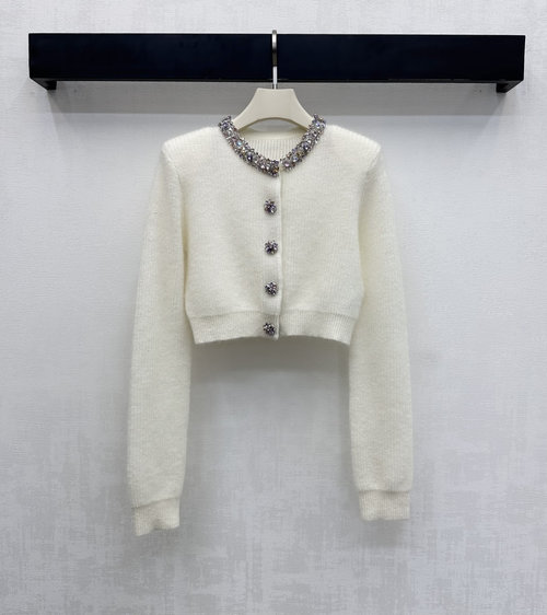 Self-Portrai Heavy-Duty Beaded Knit Cardigan for Elegant Events