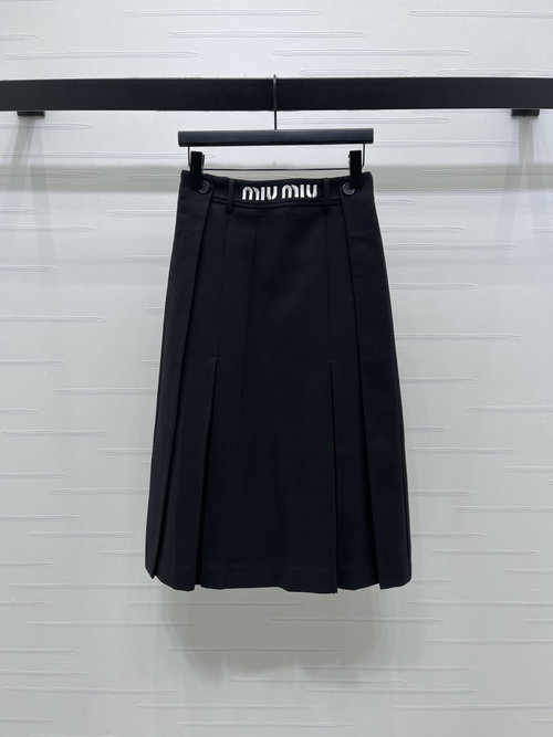Miu Miu High-Quality Embroidered Letter Pleated Skirt