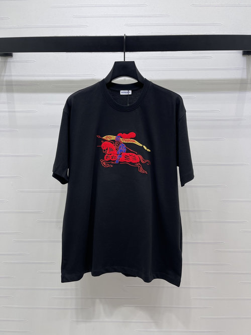 Burberry High-Quality War Horse Print Round Neck T-Shirt