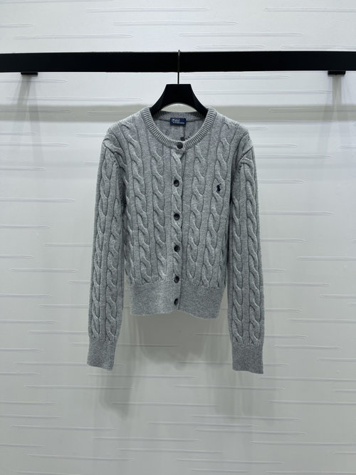 Polo Ralph Lauren Twisted Round Neck Knitted Cardigan, Soft and Trendy