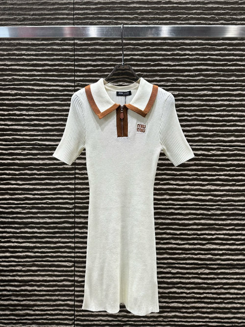 Miu Miu New Arrival: Lapel Zipper Sleeveless Dress