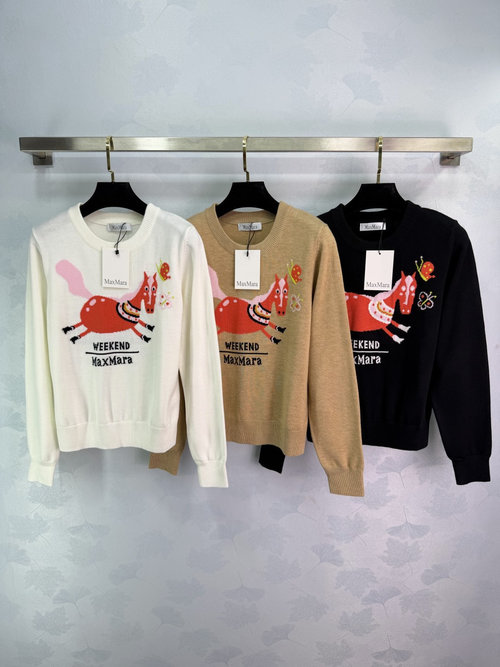 Louis Vuitton Cartoon Donkey Pattern Knit Sweater with Floral Elements, Charming Style