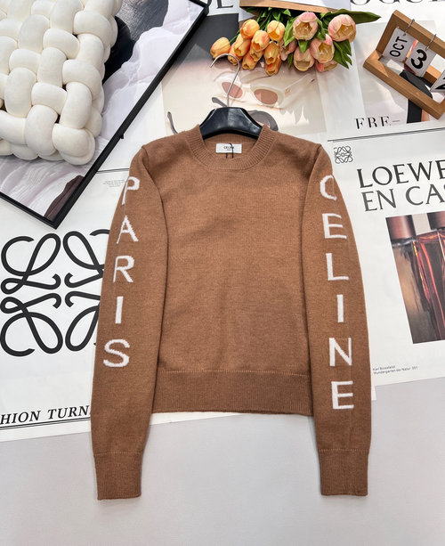 Celine Customized Wool Knit Pullover with Letter Logo