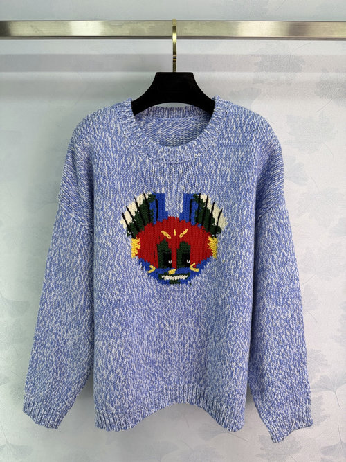 Loewe Soft Knit Sweater with Cat Pattern
